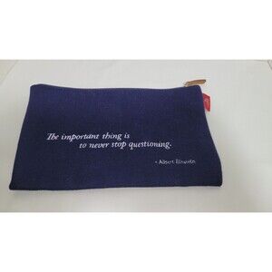 Viking Cruise Lines Wool Zipper Pouch Einstein Quote Never Stop Questioning Blue